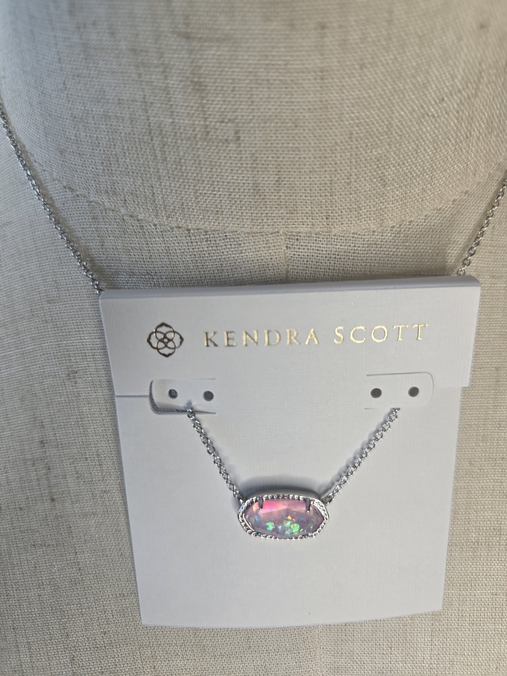 Kendra Scott Iridescent Pink Oval Pendant Necklace